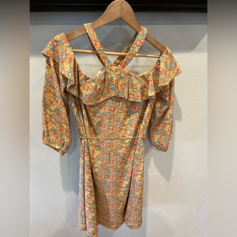Women’s Madewell, silk floral print off shoulder dress size 8 - Picture 4 of 12